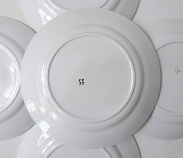 9 assiettes plates en faïence FB Digoin rose