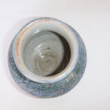 Ceramic ball vase signed Jean Pierre Gasnier dit Pierg Blue green pink