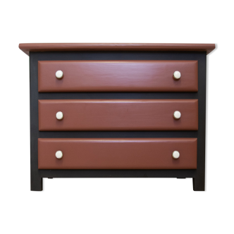 Chest of drawers in black pine 3 drawers