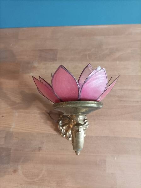 Wall lamp Lotus flower petal mother-of-pearl bronze base