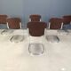 Vintage leather and chrome dining chairs by Cidue, 1970s