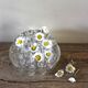 Round flower frog glass 20 holes large format vintage vase