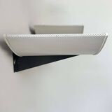 Pair of modernist wall lights, black and white lacquered metal, Italy 1980