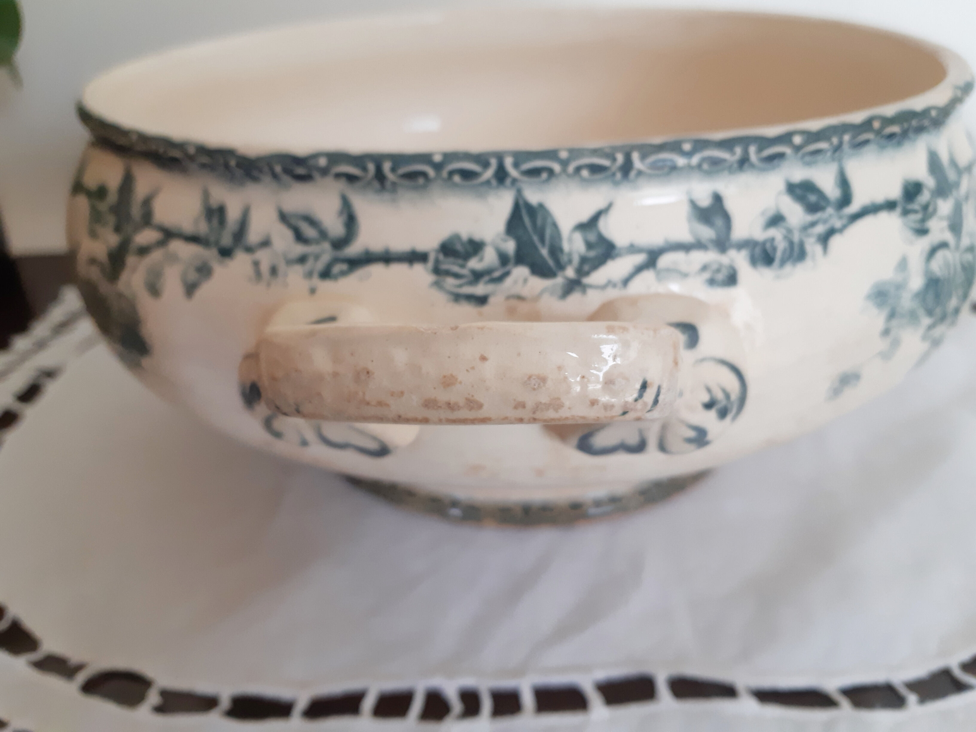 Antique earthenware salad bowl H B Paris