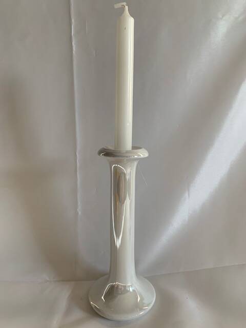 Danish design iridescent white candle holder
