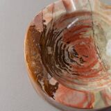 Vintage Onyx Stone Ashtray, solid green-beige-brown marbled, Italian design, 1970s retro decor