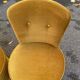 2 19th century golden mustard yellow velvet toadstool armchairs