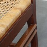 Set of 2 Wooden Art Deco Dining Chairs with Woven Cane Seat and Backrest