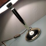 Golden metal lamp and lampshade fishing skin / vintage 70s-80s