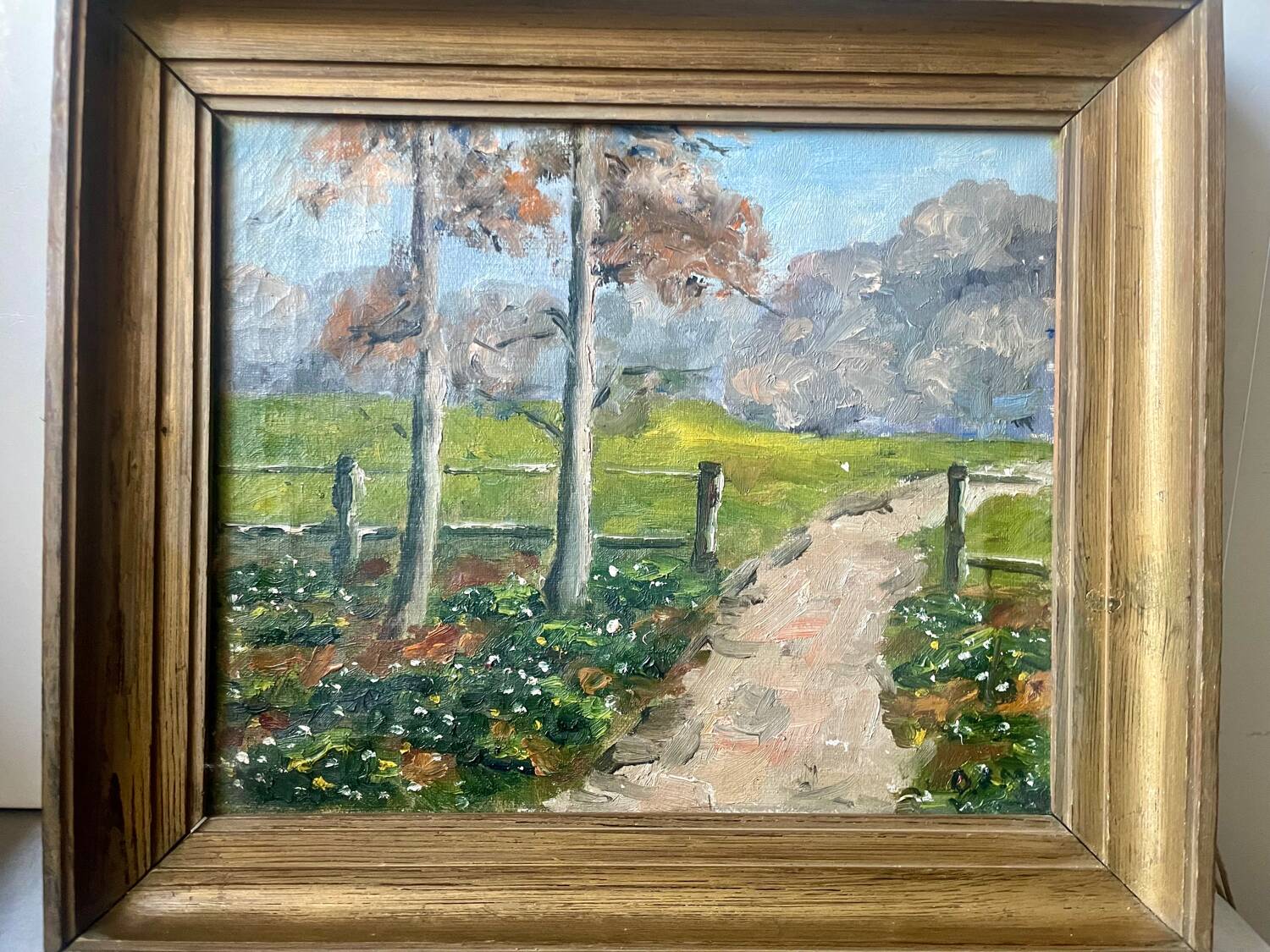 Vintage Landscape oil on canvas With Wooden frame