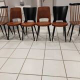 Suite of 6 chairs of Bistrot Baumann mismatched Mondor,Dove,Minuet