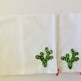 2 serviettes de table brodées main en coton Cactus 🌵