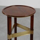 Art Nouveau Pedestal in wood and brass, Belgium, ca. 1910