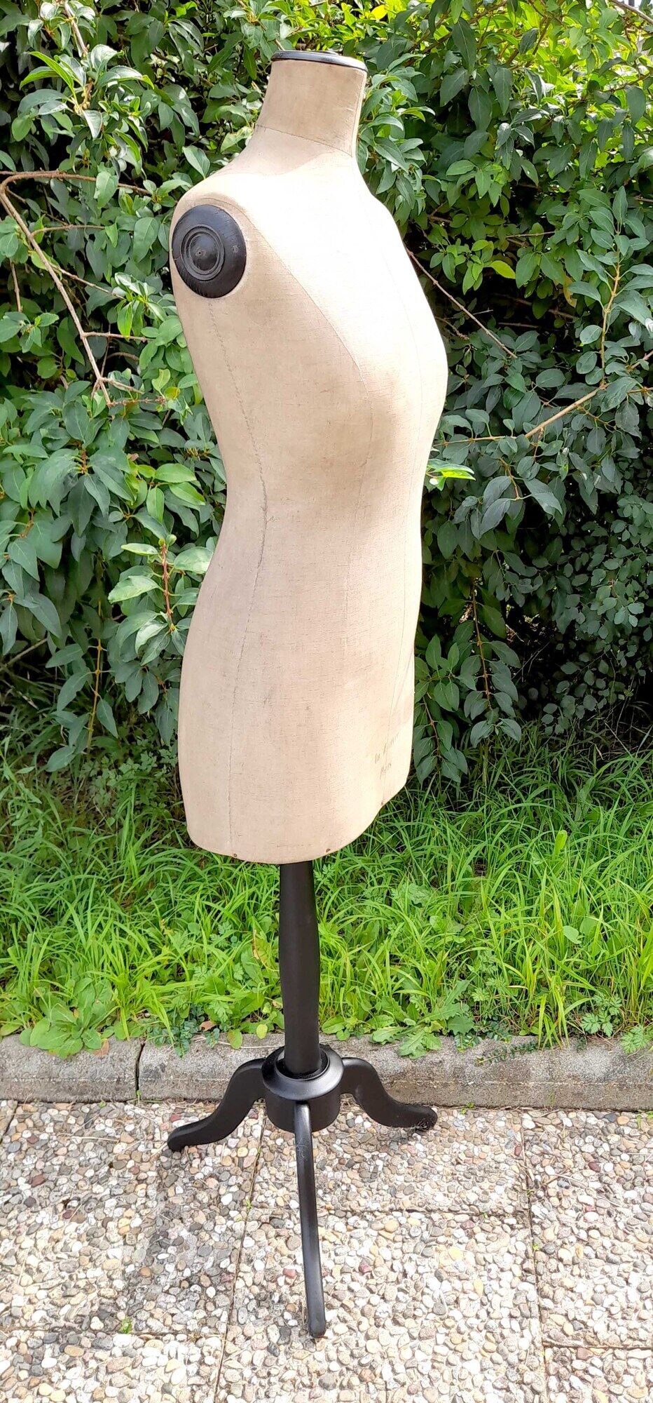Old couture mannequin "au louvre" bust in fabrics and wood 1900 size 44