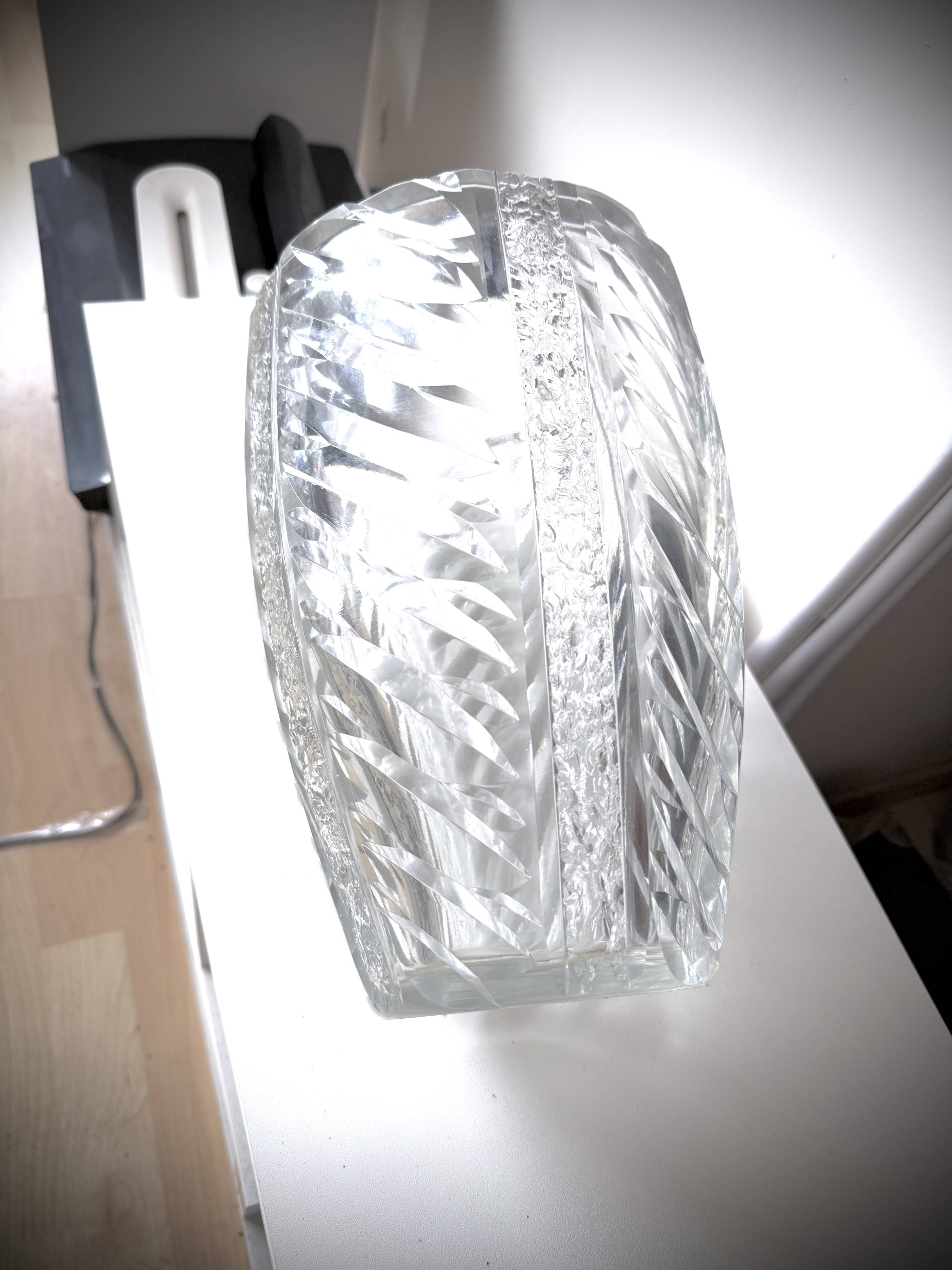 Large engraved crystal vase