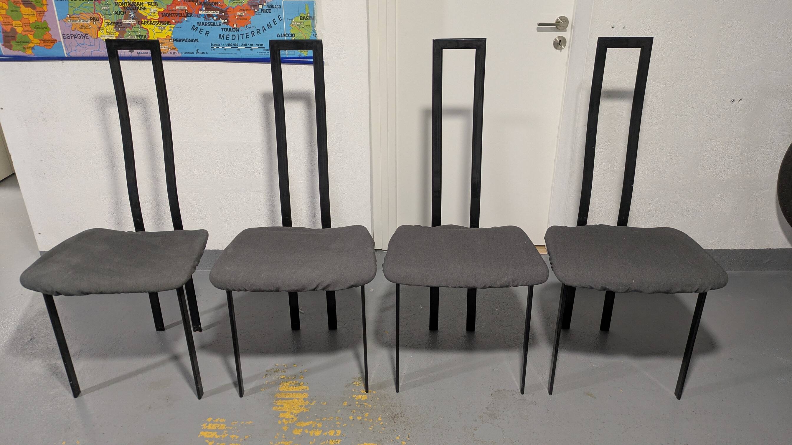 Set of 4 original Cattelan Italia 80's design dining room chairs