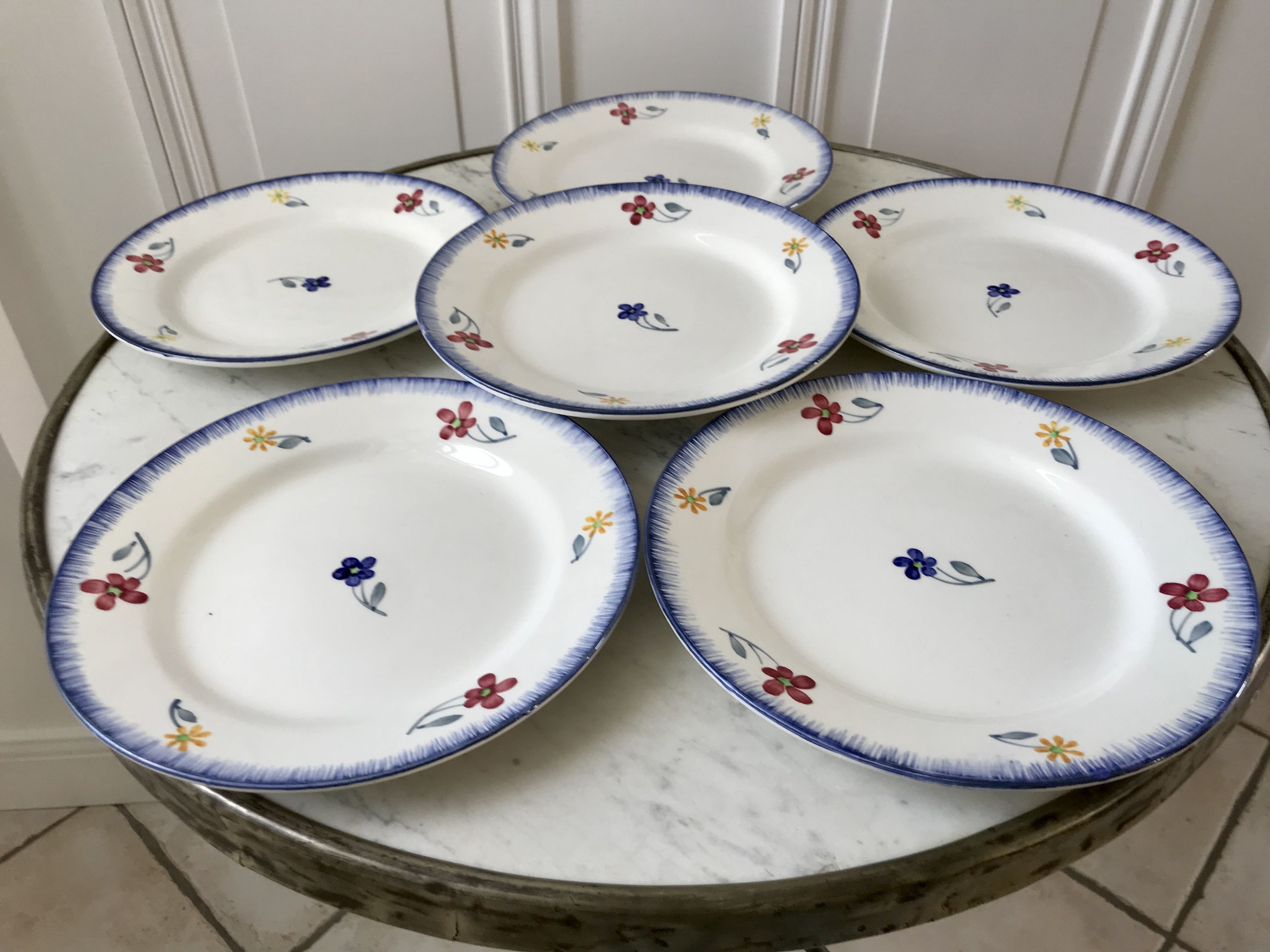 Set of 6 dessert plates Digoin Sarreguemines, years 30-40