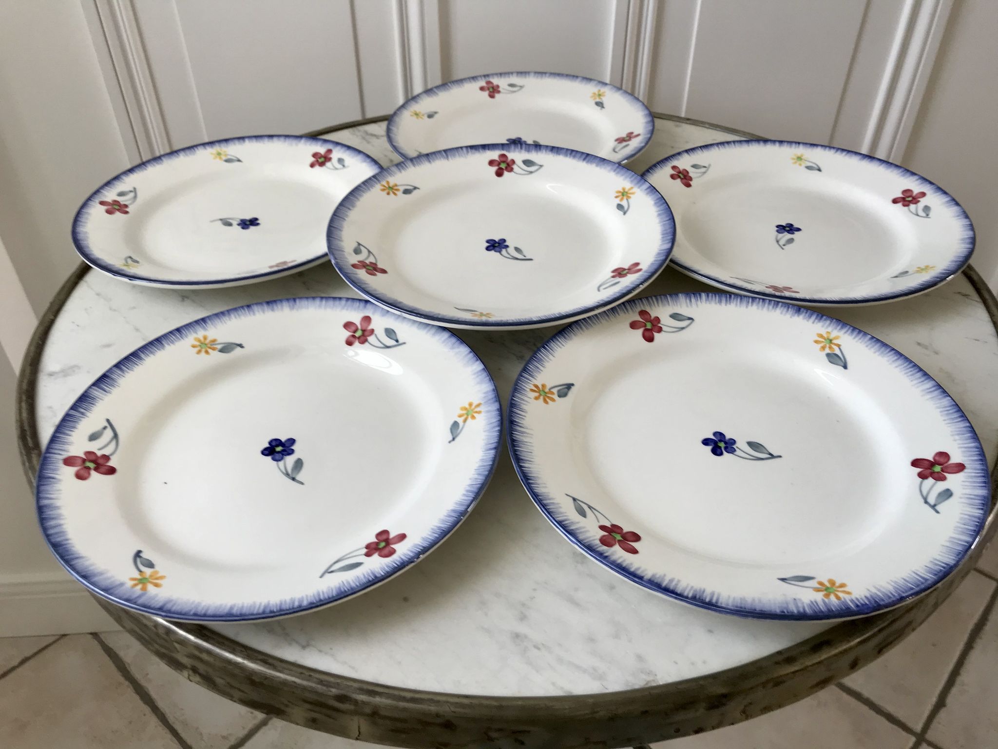 Set of 6 dessert plates Digoin Sarreguemines, years 30-40