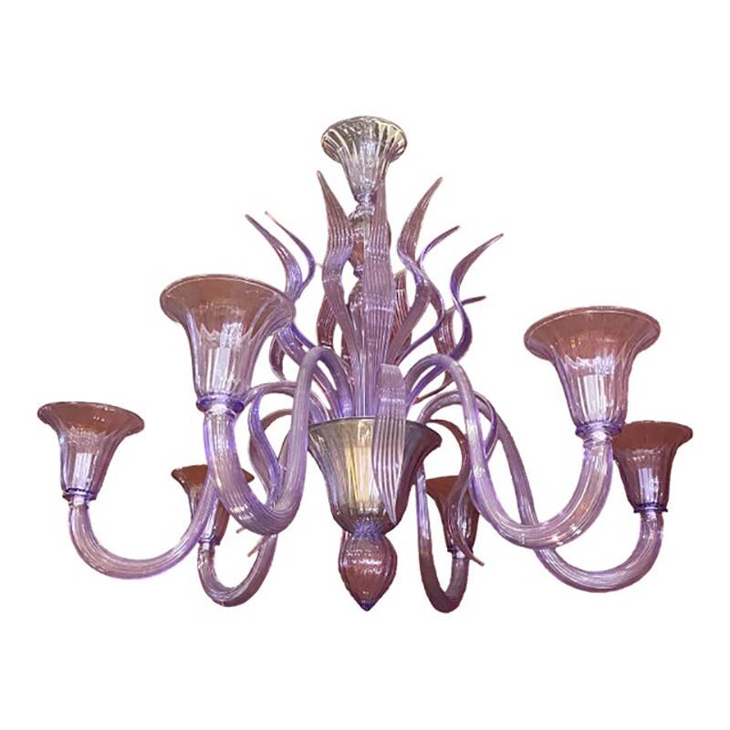 Contemporary Wisteria "Glicine" Murano Style Glass Leaf Chandelier