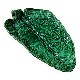 Plat en barbotine feuille