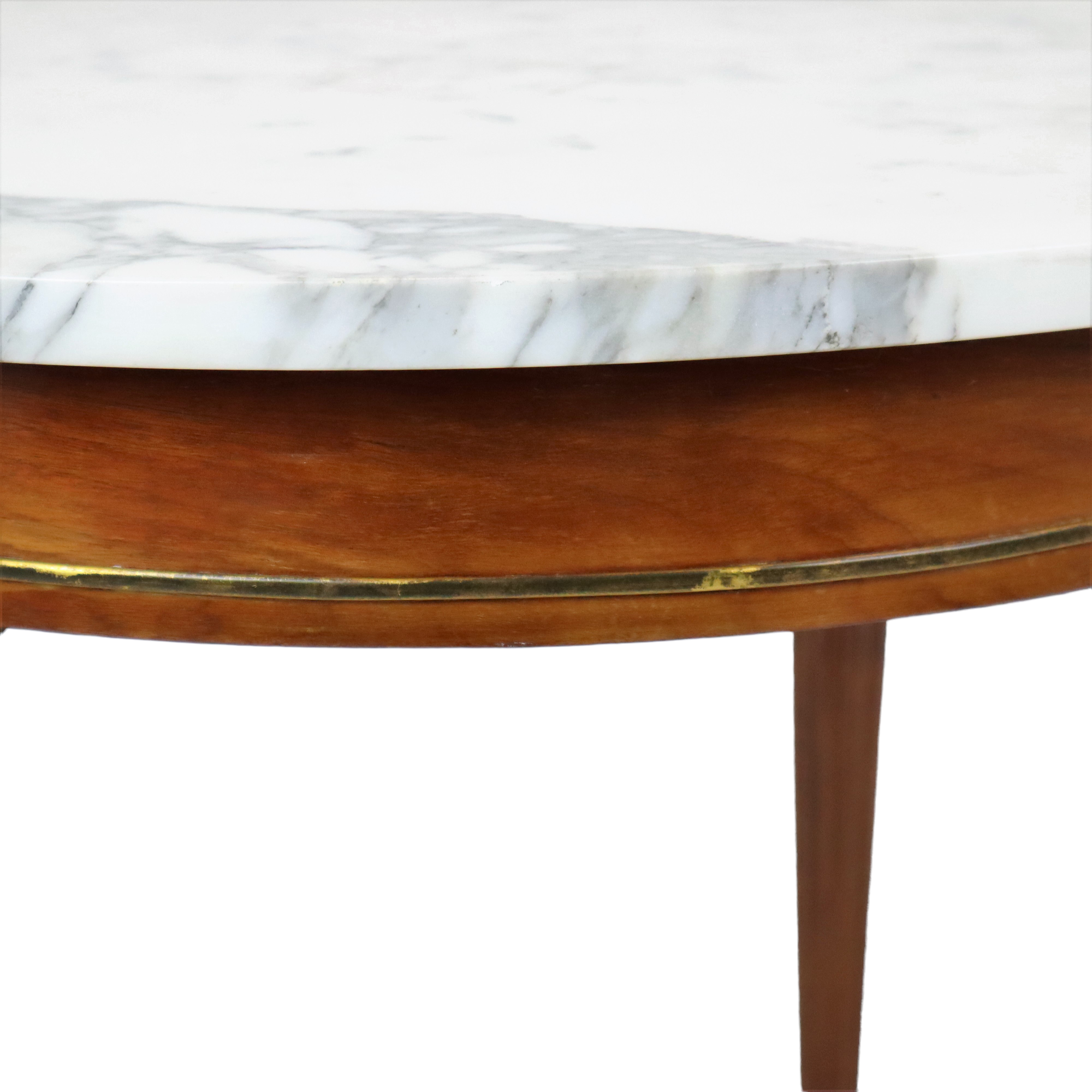 Round salon side table carrara marble mahogany bronze,  66cm