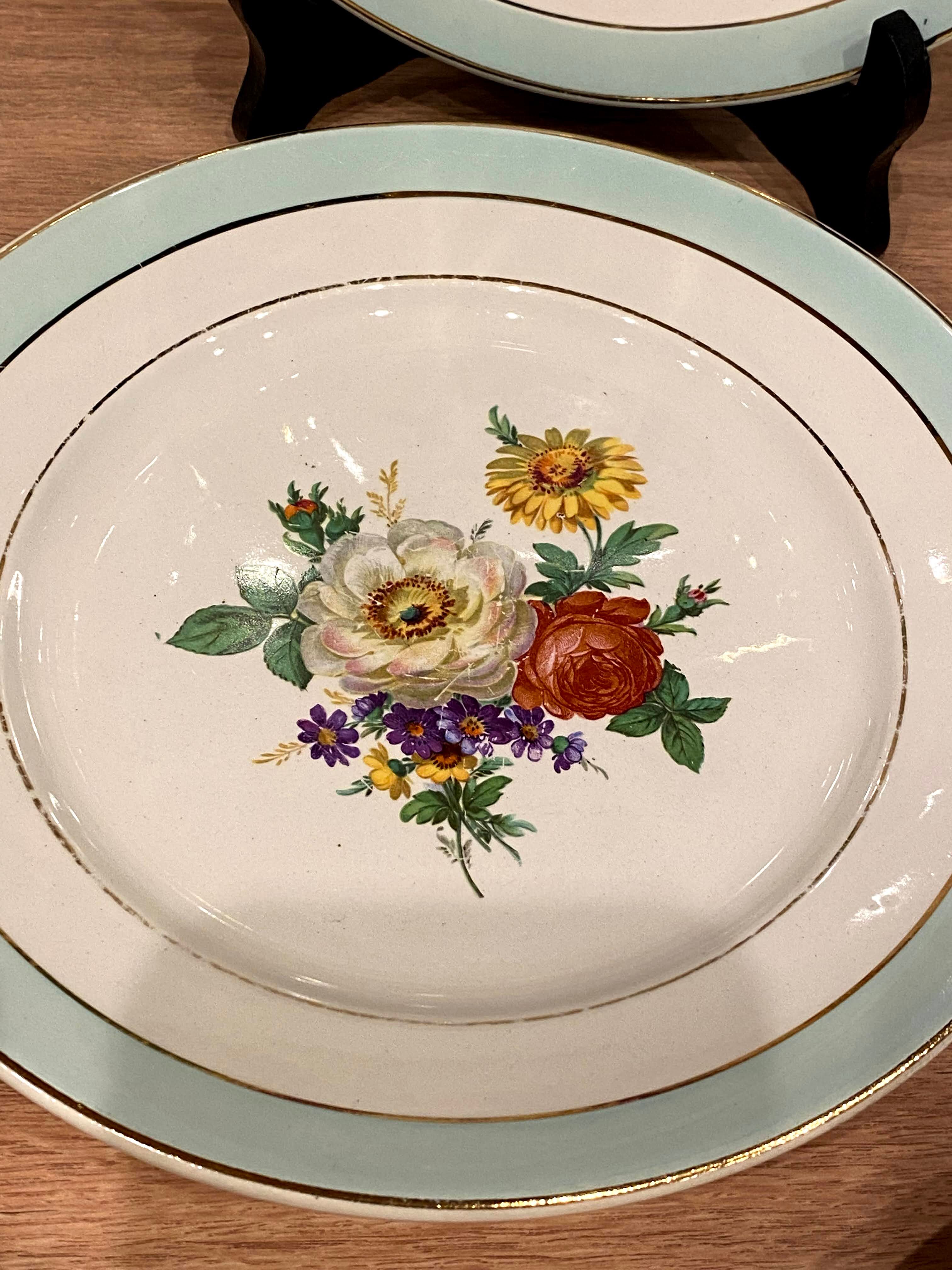 6 flat plates in half-porcelain Badonviller
