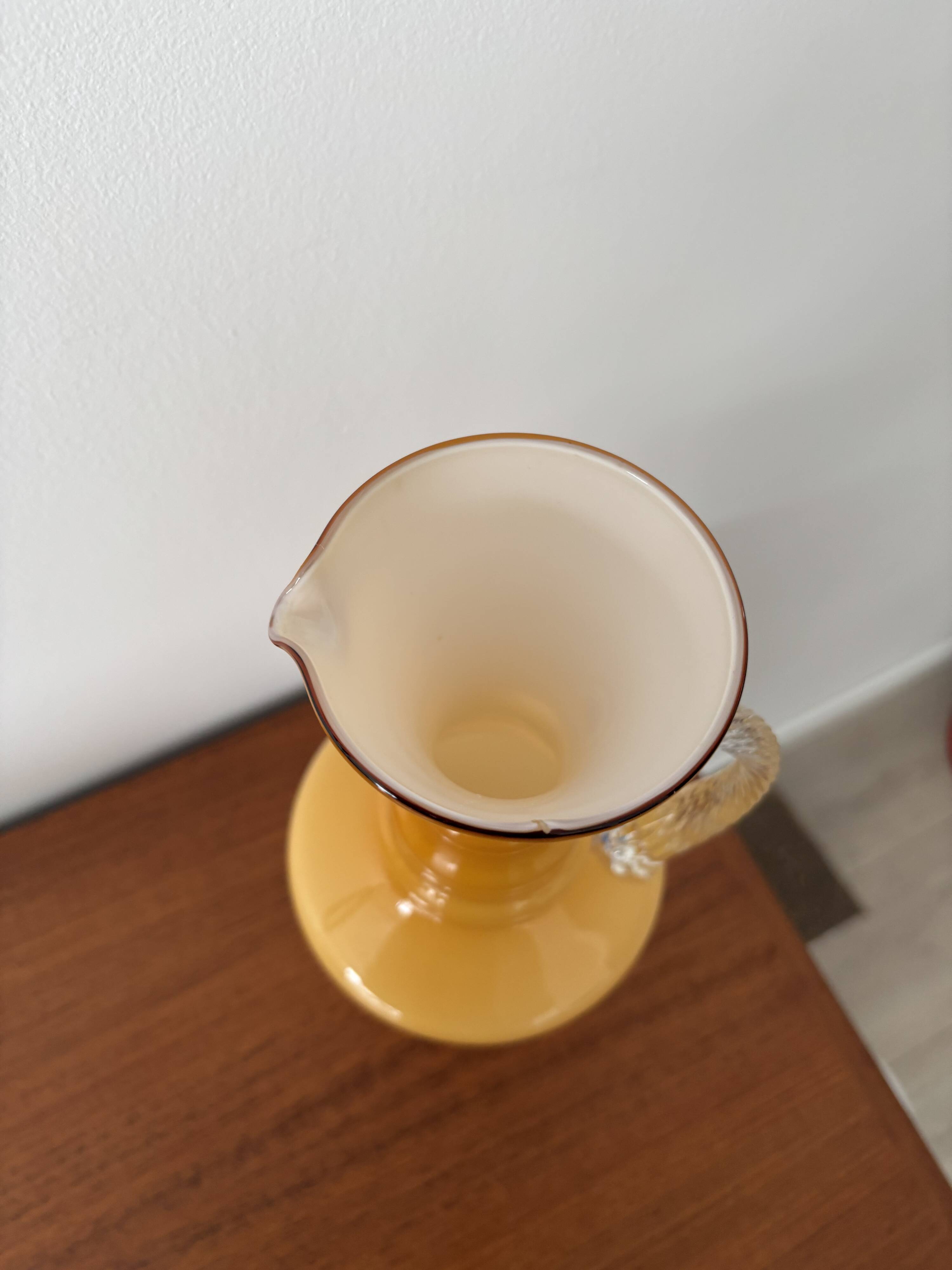 Vintage amber opaline vase retro mid-century glassware