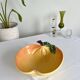 Large vintage salad bowl slip apple shape hand painted earthenware
