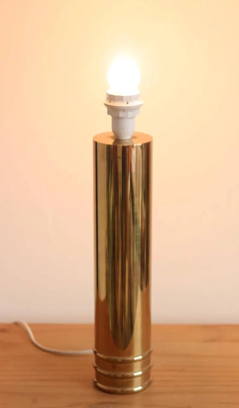 1960's Mid Century Swedish Large Brass Table Lamp by Bergbom, Model B 010