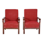 Ensemble de fauteuils en noyer Art Déco, années 1930