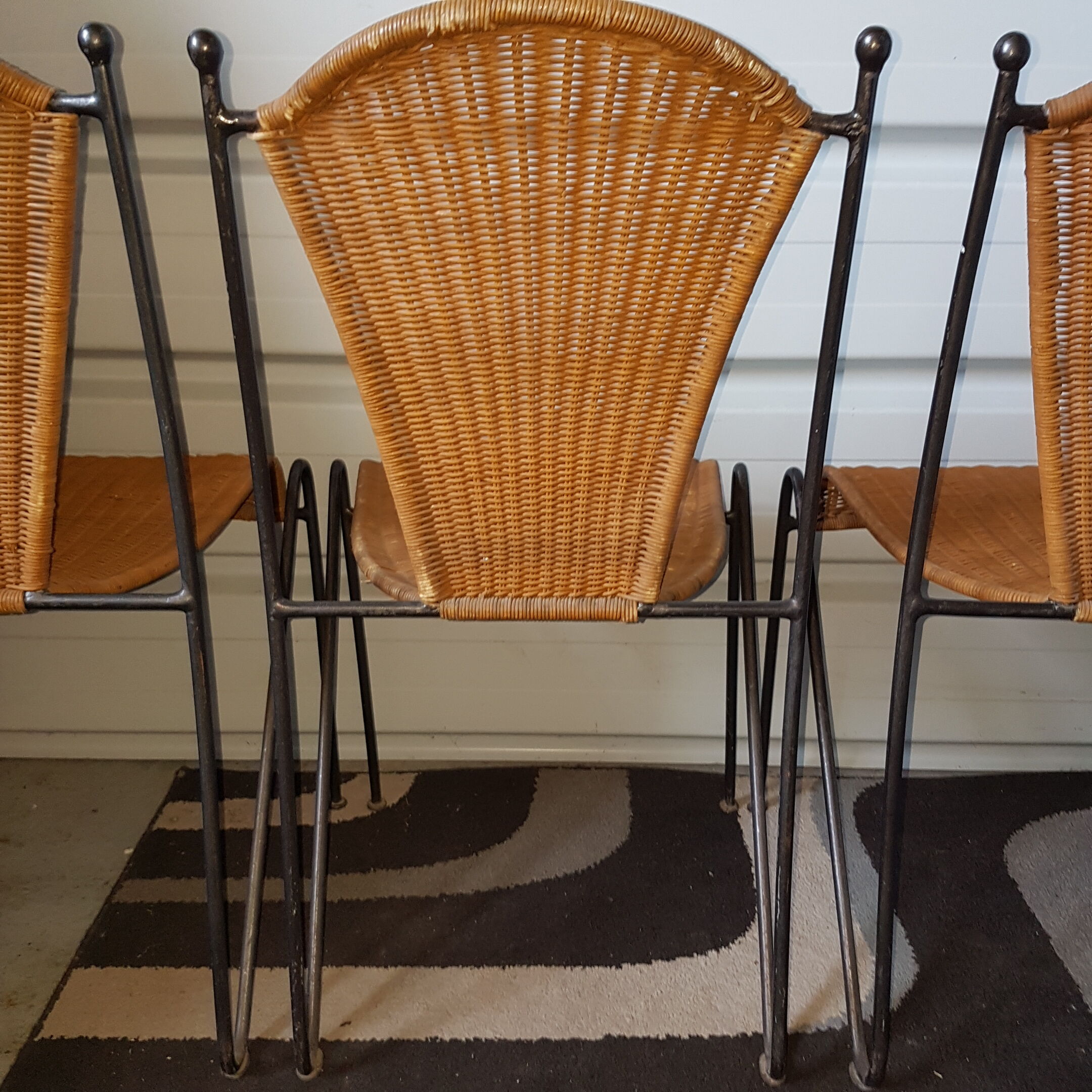 4 vintage canne chairs 1960