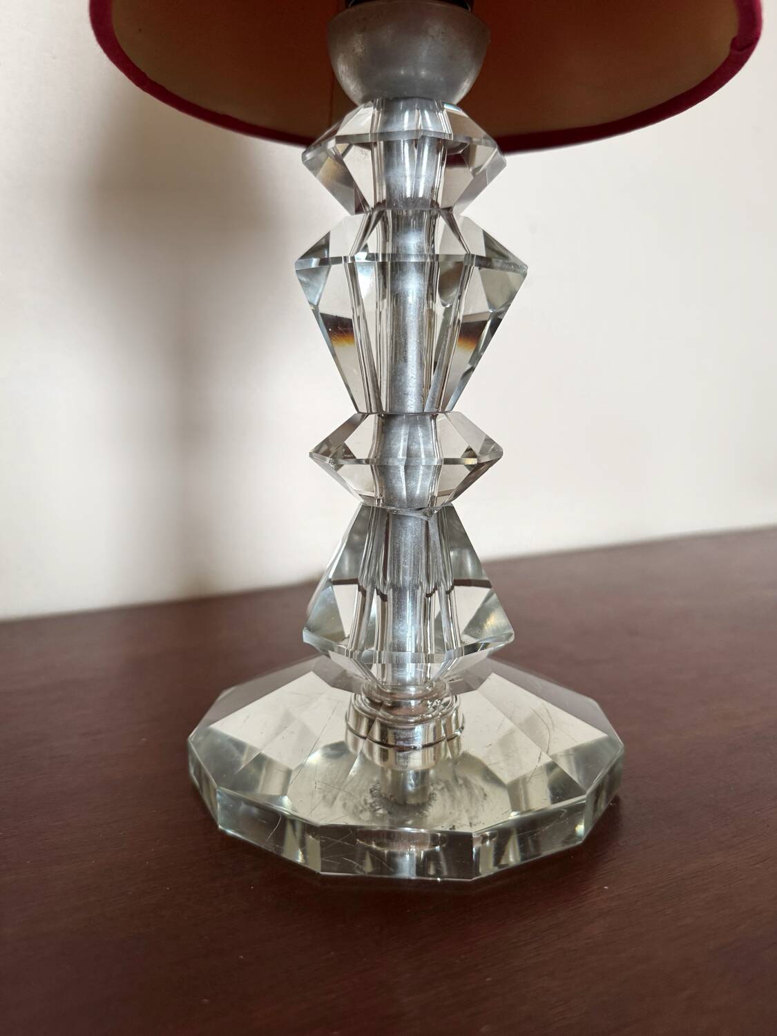 Art Deco crystal lamp in the style of Adnet