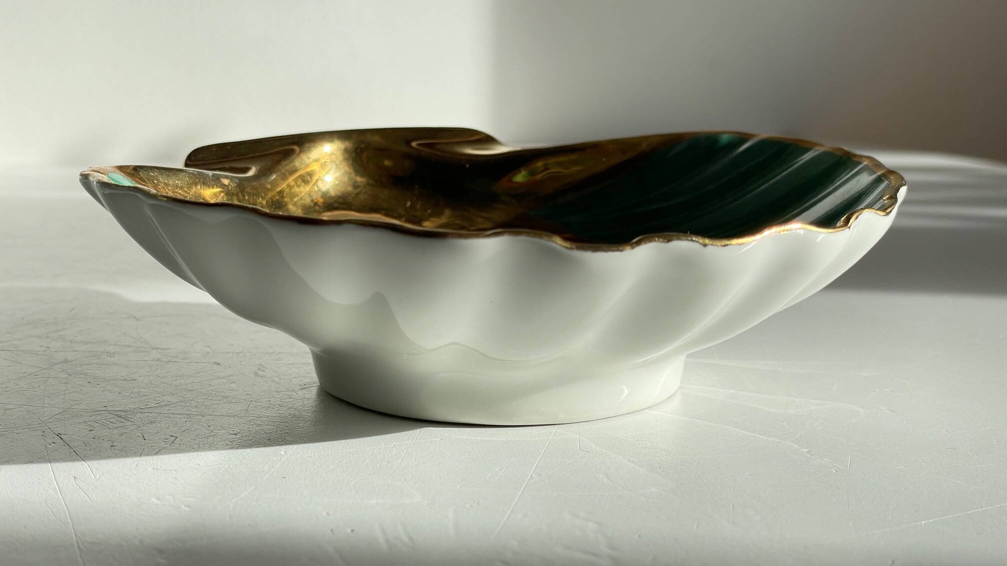 Shell-shaped ashtray and pocket tray Limoges France