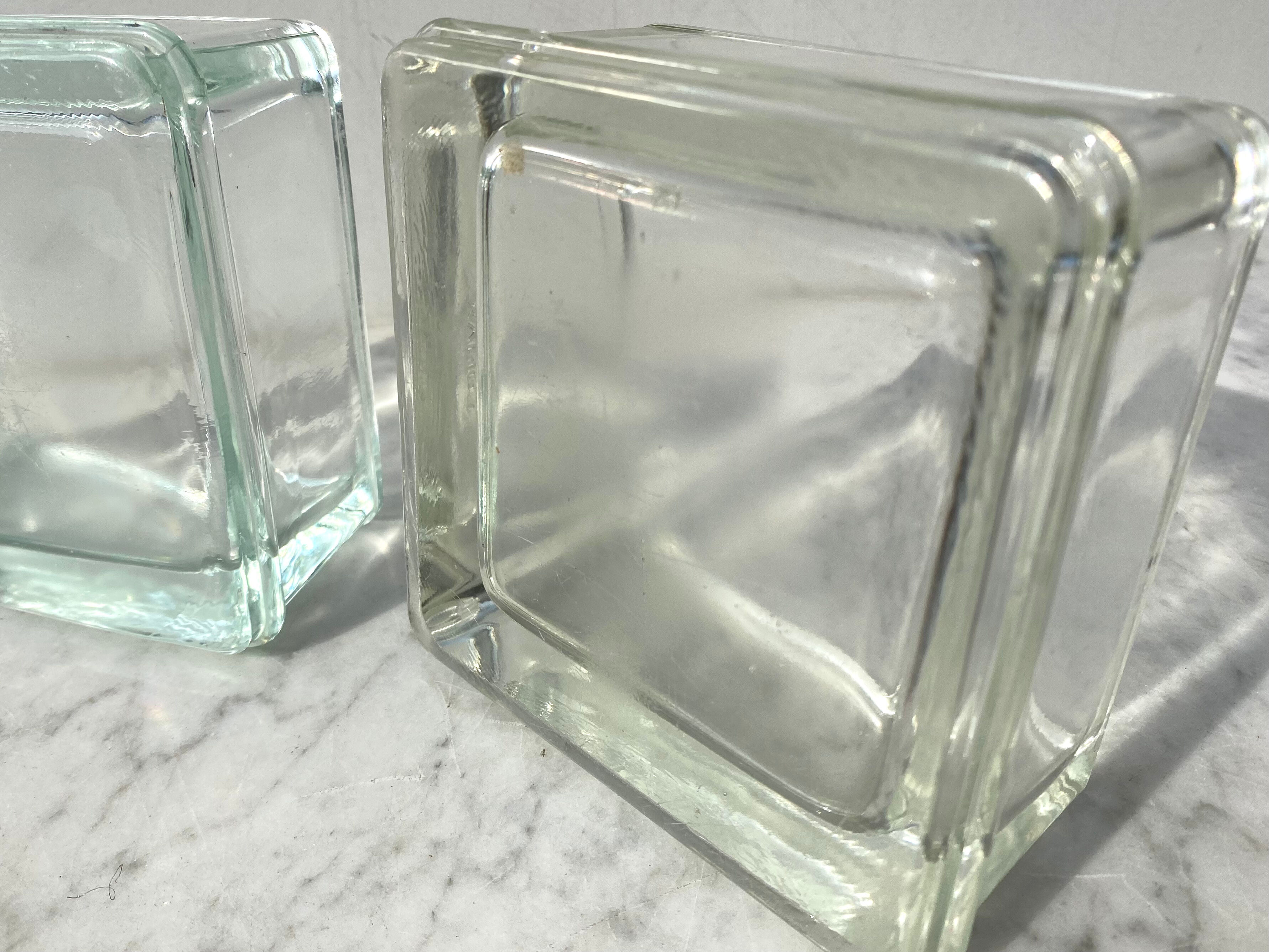 Pair of glass brick Lumax vintage design 60 Le corbustier