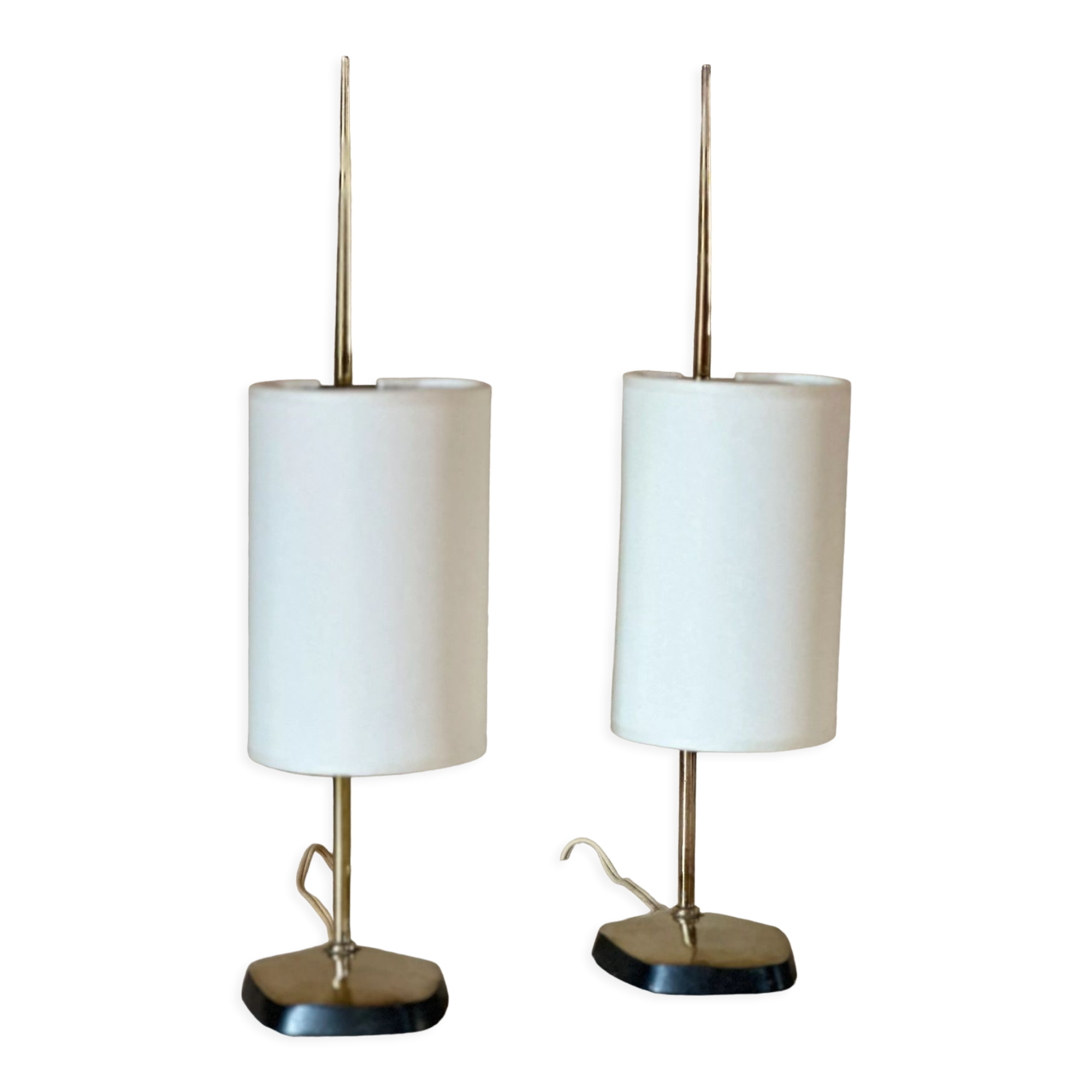 Pair of vintage brass lamps design 60 years