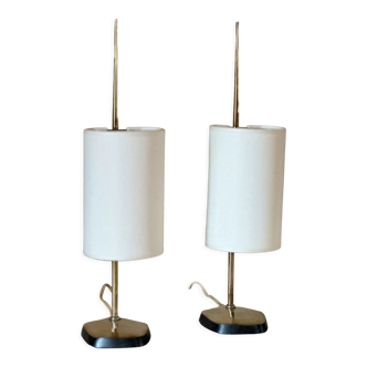 Pair of vintage brass lamps design 60 years