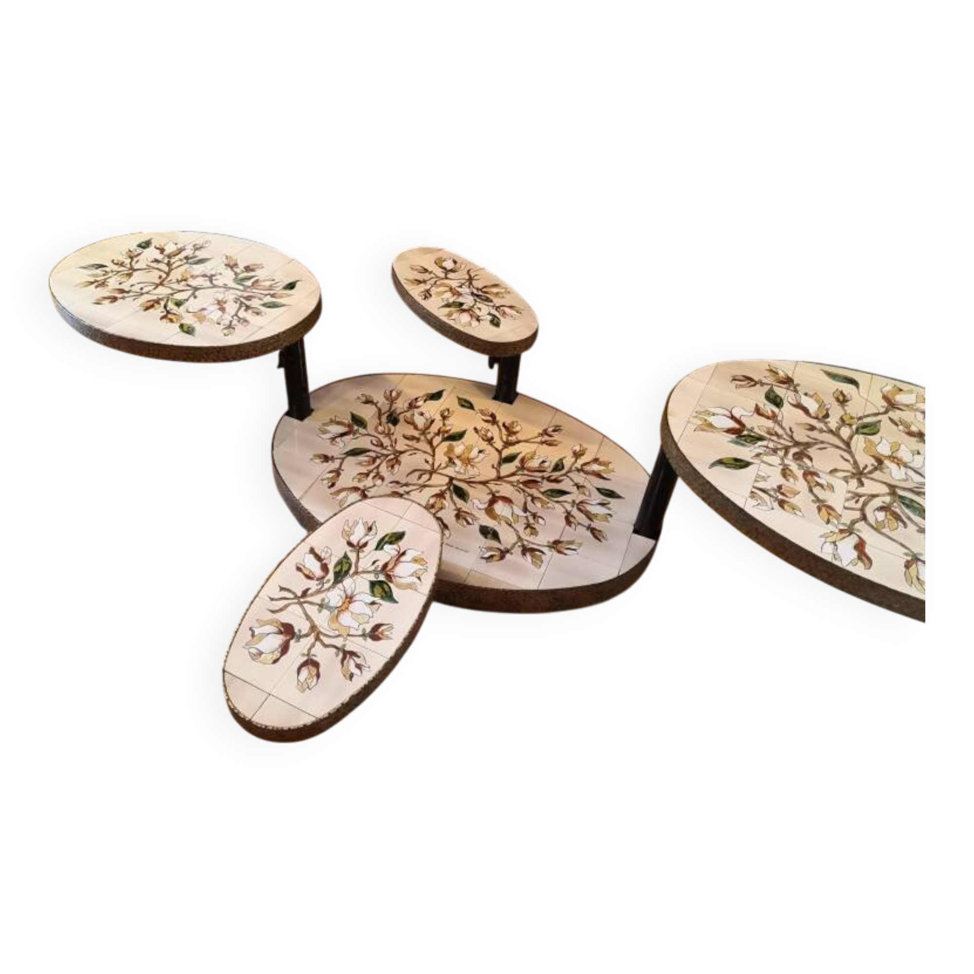 Georges Pelletier Vallauris La Roue Magnolias Vintage Coffee Table