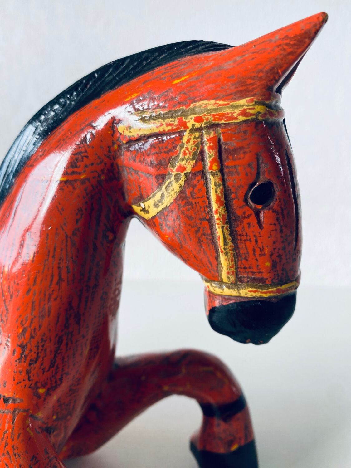 Hand painted carved wooden horse
