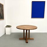 Round pine table "Les Arcs - 1970"