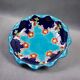 Longwy coupe model Roxane – Floral enamels on a crackled turquoise background
