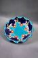 Longwy coupe model Roxane – Floral enamels on a crackled turquoise background
