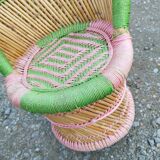 Armchair and stool set in bamboo and braided string
