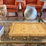 Hollywood regency bamboo and wicker tray, Italy 1970s