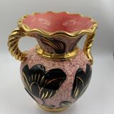 Old Vallauris ceramic earthenware vase rose gold vintage 1960 70 Tulip flowers