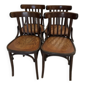 Set of 4 vintage bistro chairs from the 1960s.