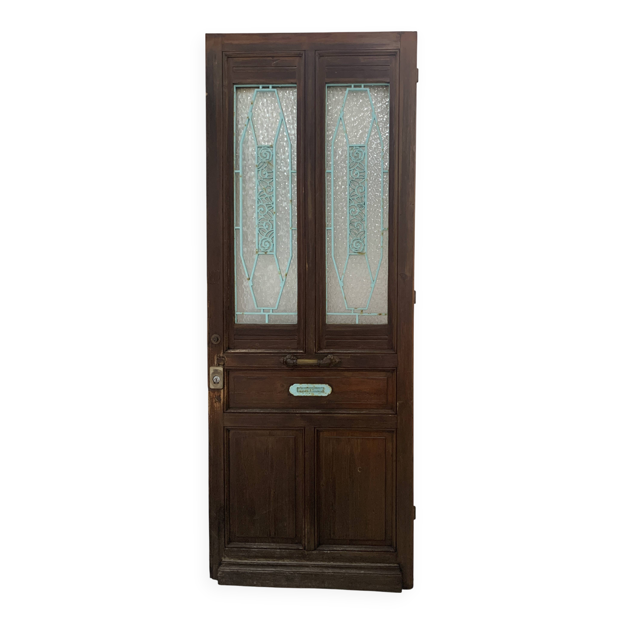 Art Deco style entrance door in solid wood, 20th century