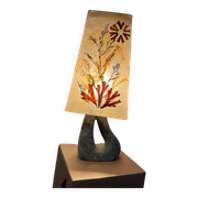 Lampe vintage céramique accolay abat jour résine herbier