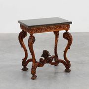 Pair of Napoleon III style Walnut side tables with Bluestone tops, France
