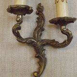 Elegant Vintage French Bronze Double Wall Sconces with Acanthus Leaf Detail 5111