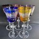 Josephinenhütte - red wine glasses (5) - Art Nouveau - Cut and engraved Crystal Roemer
